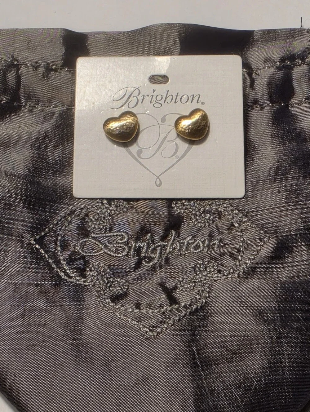 Brighton Gold Puffy Heart Stud Earrings